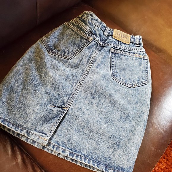 80's acid wash high waisted denim jean skirt - Picture 2 of 3